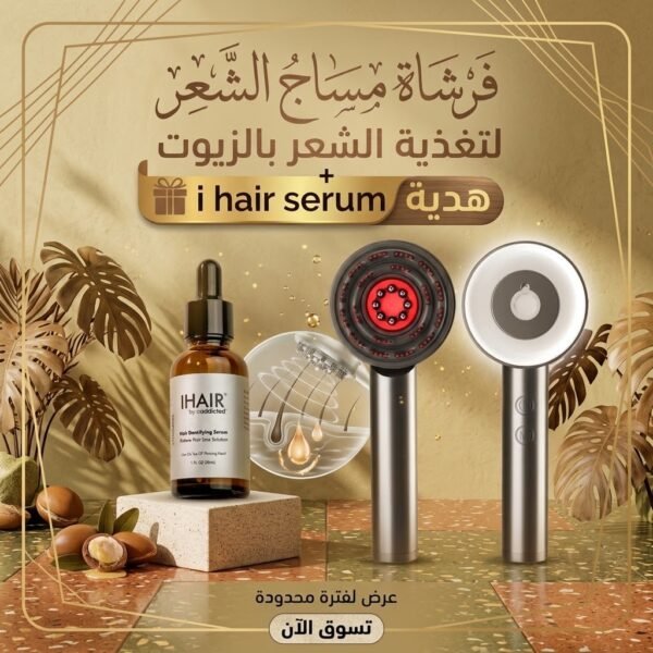 فرشاة مساج الشعر لتوزيع الزيوت مع سيروم iHair